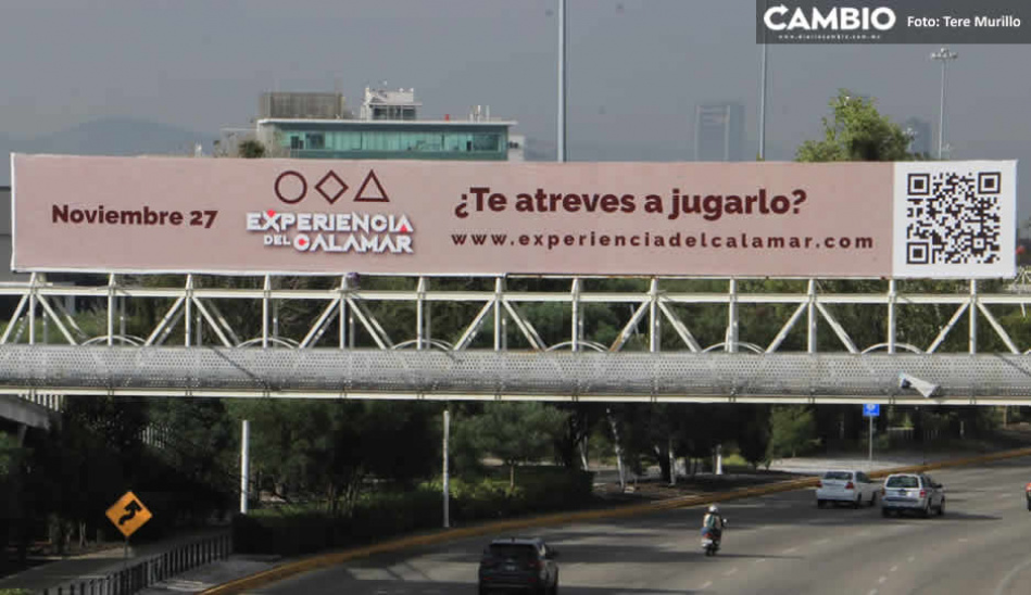 Misteriosa experiencia de ‘El juego del calamar’ se anuncia en una avenida de Puebla