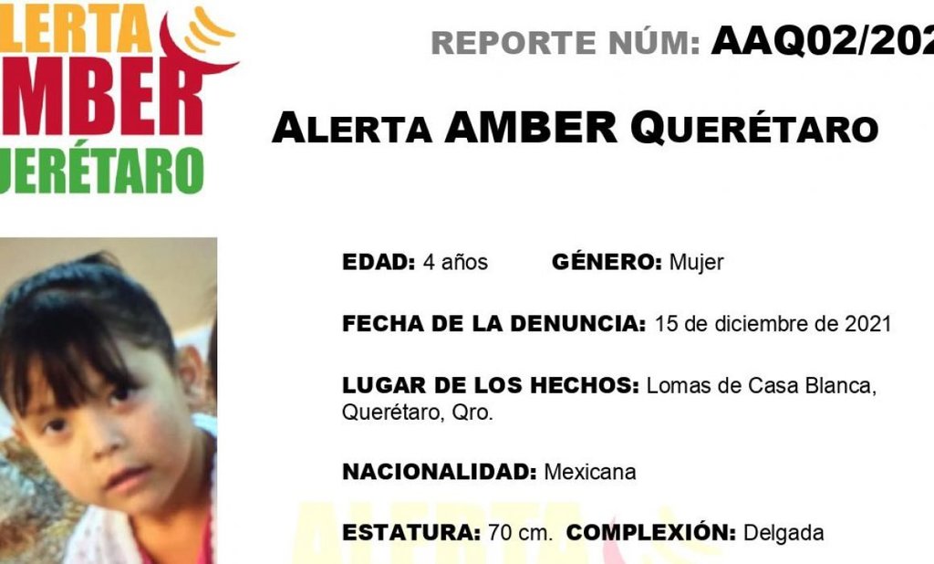 Buscan a la niña Naomi Michell en Querétaro