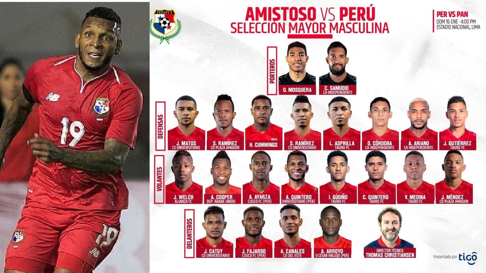 Panamá presenta la lista de convocados para el amistoso contra Perú