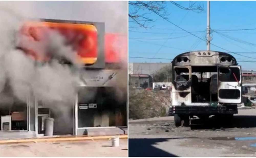 En Ciudad Juárez incendian camiones, casetas de policía y tienda de conveniencia 