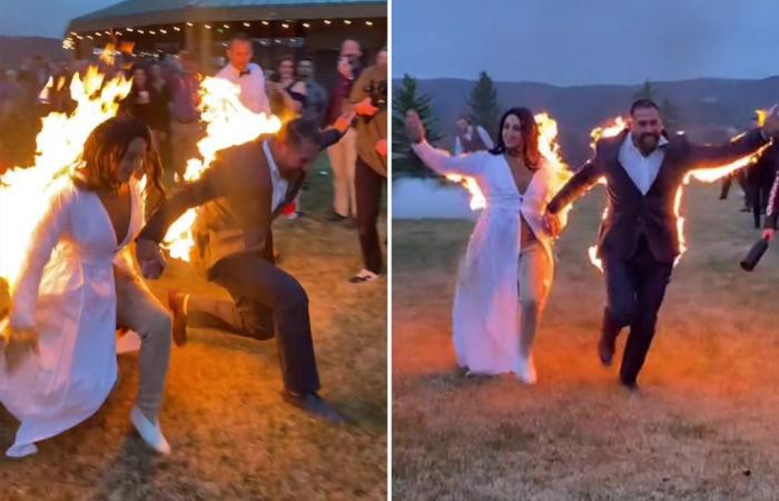 Pareja de novios se prende fuego en plena boda