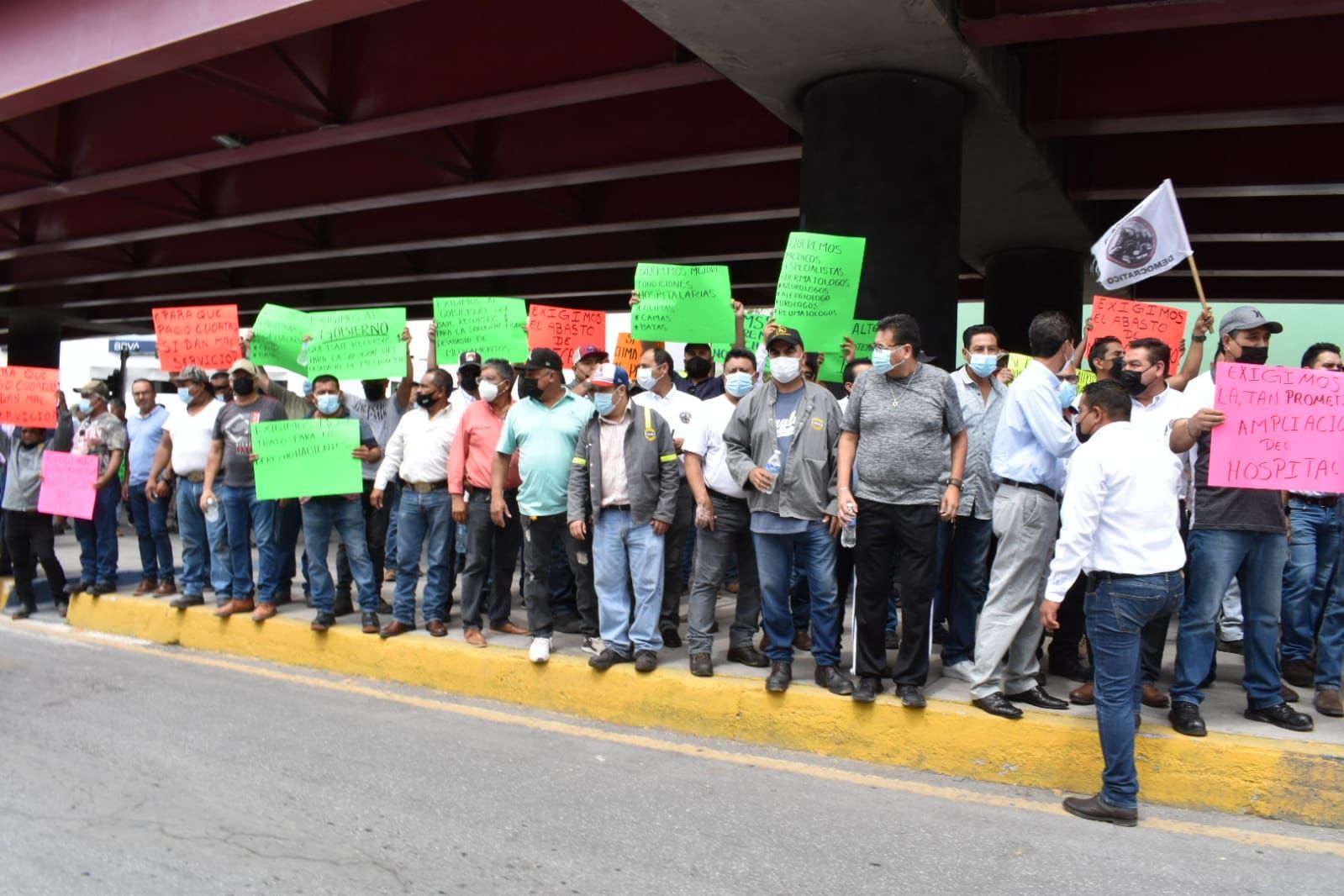 Manifestación de obreros de AHMSA