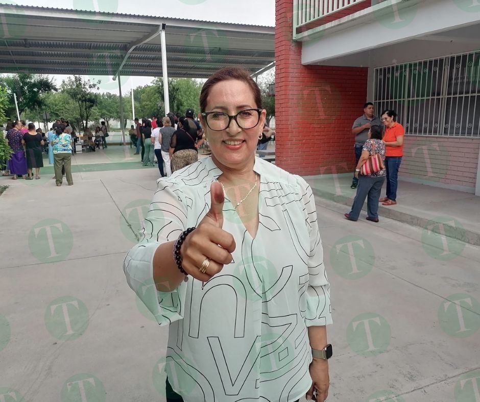 Claudia Garza votó con seguridad de la Guardia Nacional